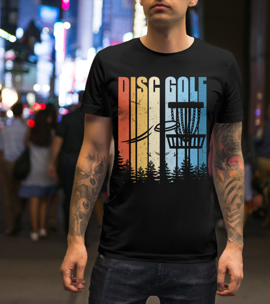 Disc Golf Retro Sunset Forest T-Shirt