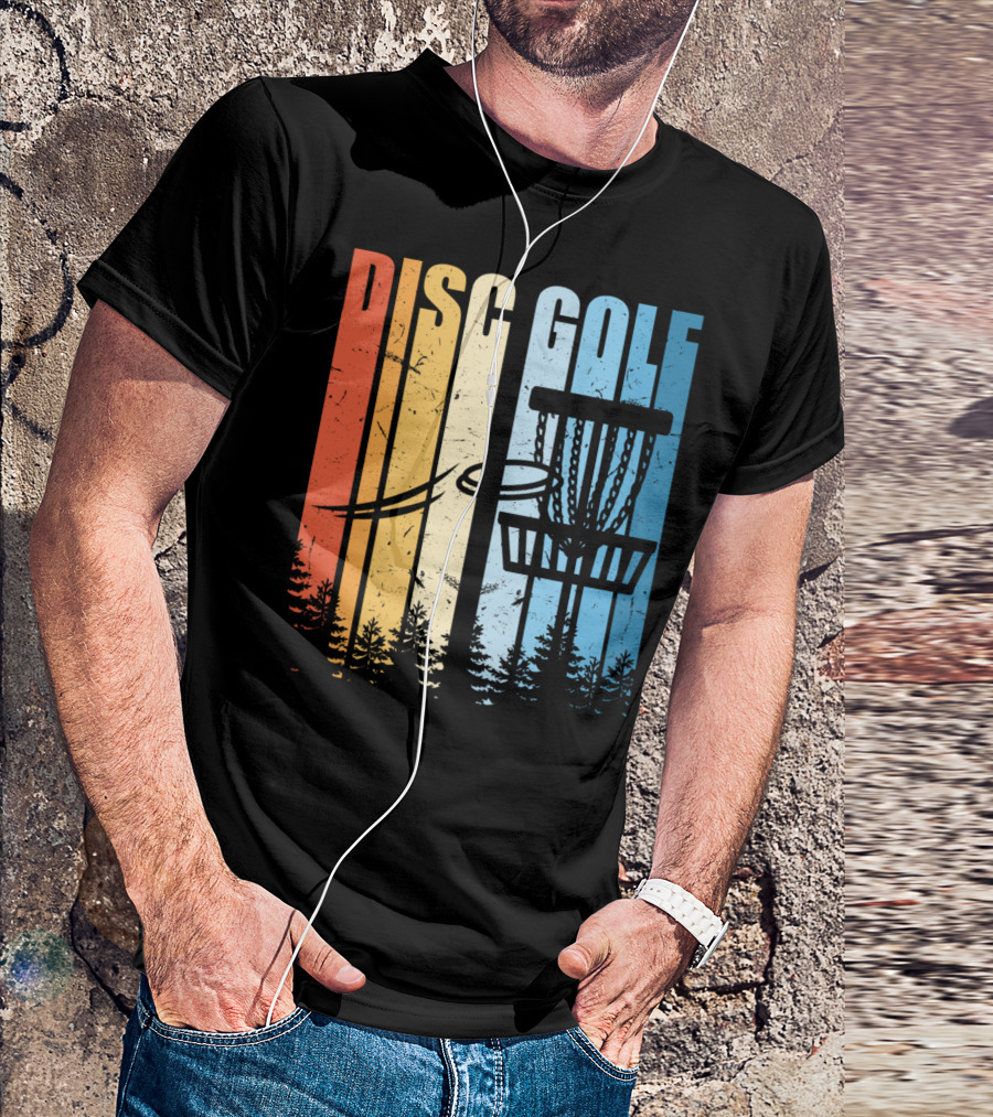 Disc Golf Retro Sunset Forest T-Shirt