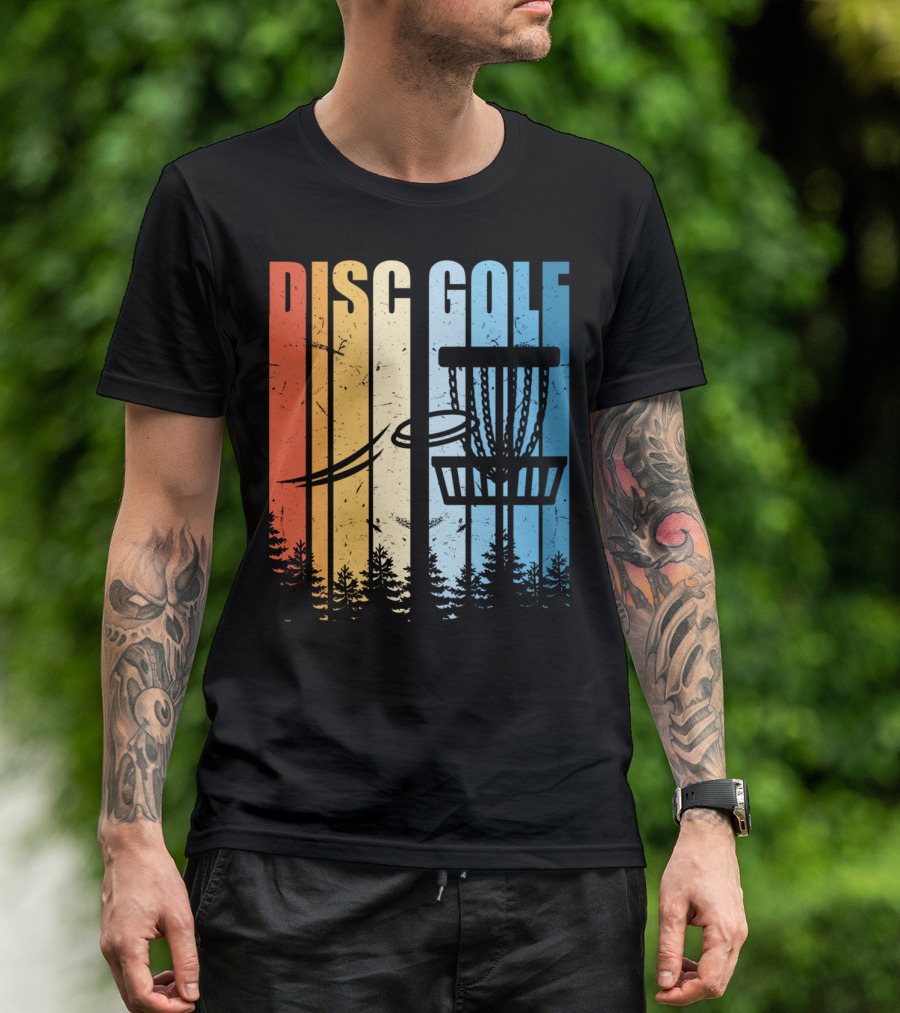 Disc Golf Retro Sunset Forest T-Shirt