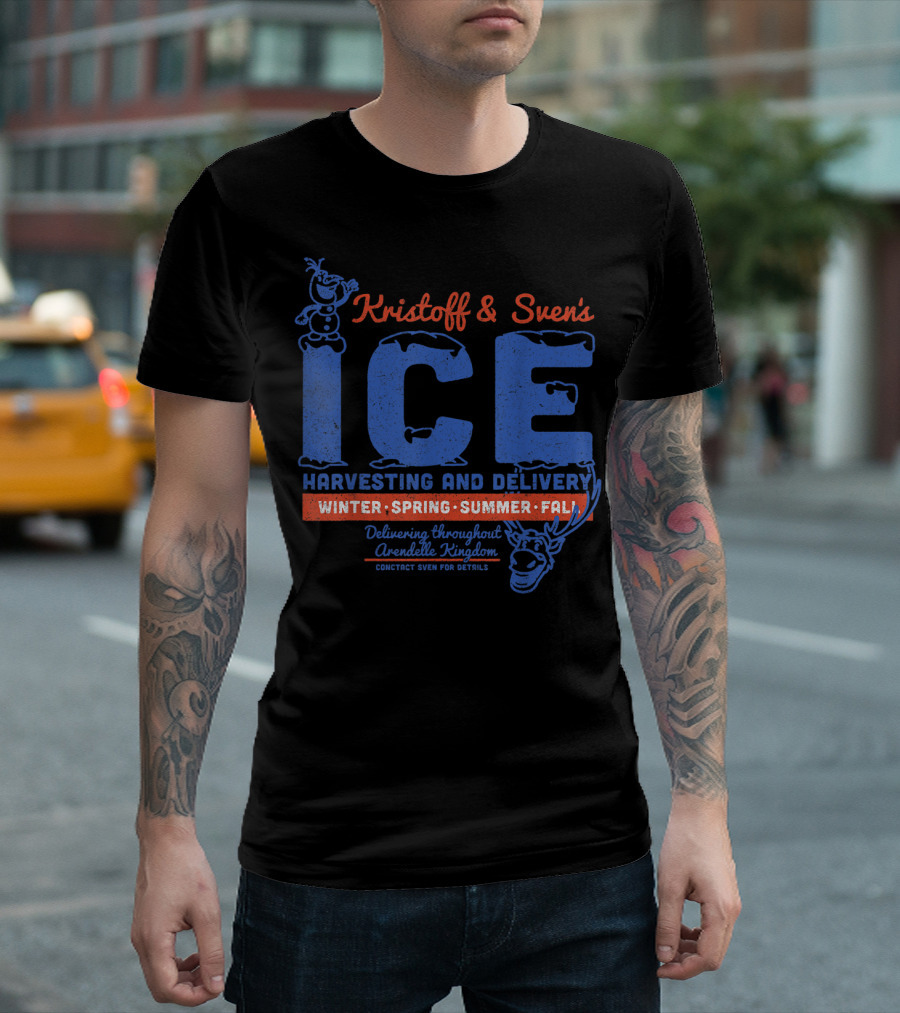 Kristoff and Sven's Ice Harvesting and Delivery Arendelle Winter Spring Summer Fall T-Shirt