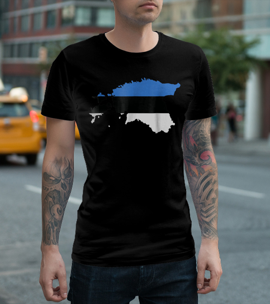 Estonia Map with Flag Colors T-Shirt