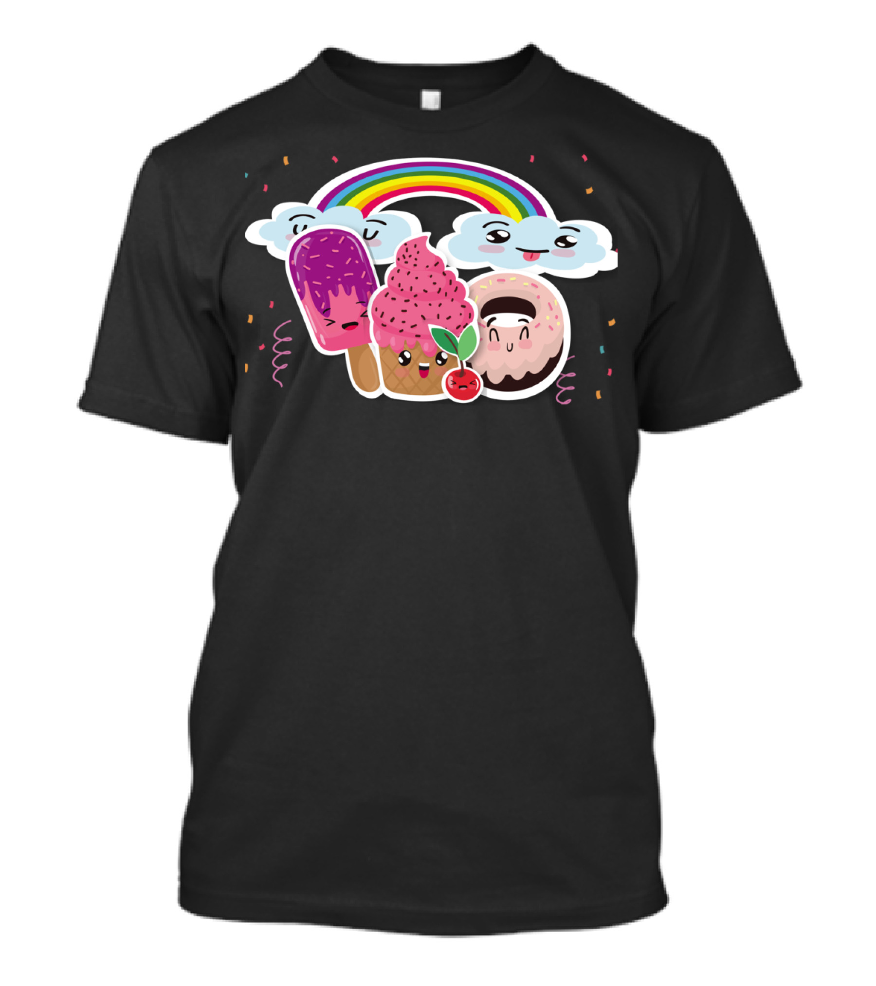 Funneh Kids Rainbow Ice Cream Donut Clouds T-Shirt