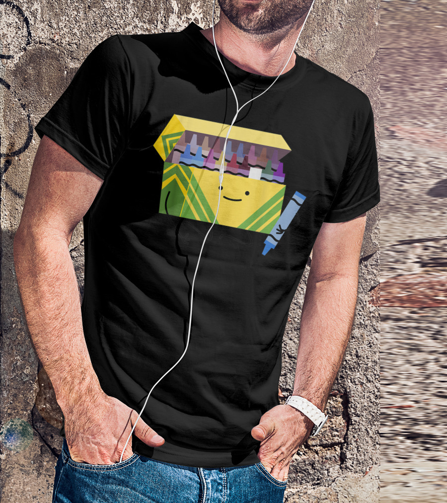 Funny Smiling Crayon Box Holding Blue Crayon For Good Boys Teacher T-Shirt
