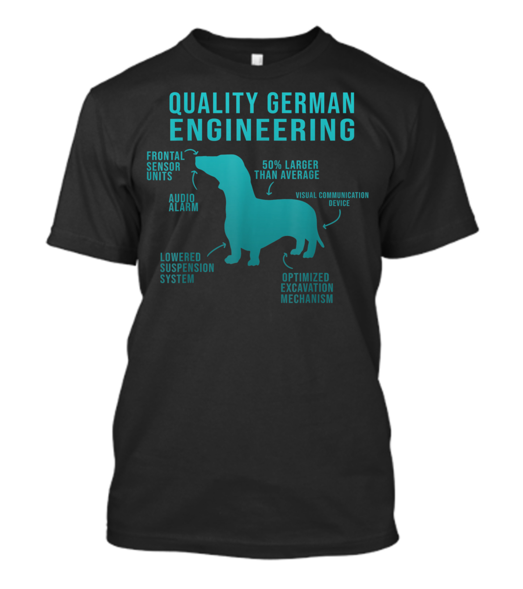 Quality German Engineering Funny Weiner Dog Joke Sarcastic Diagram T-Shirt