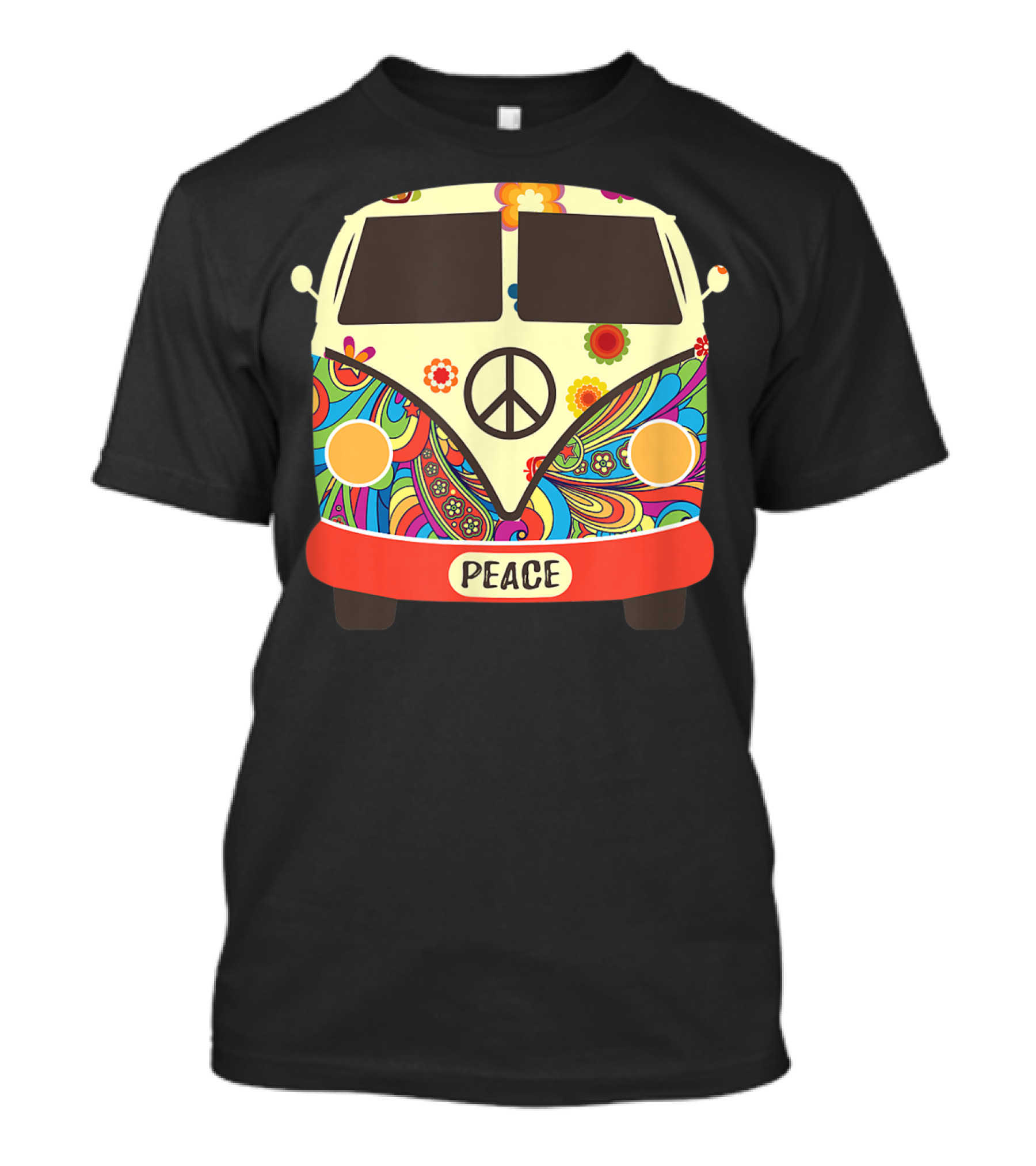 Hippie Hippies Peace Flower Van With Psychedelic T-Shirt