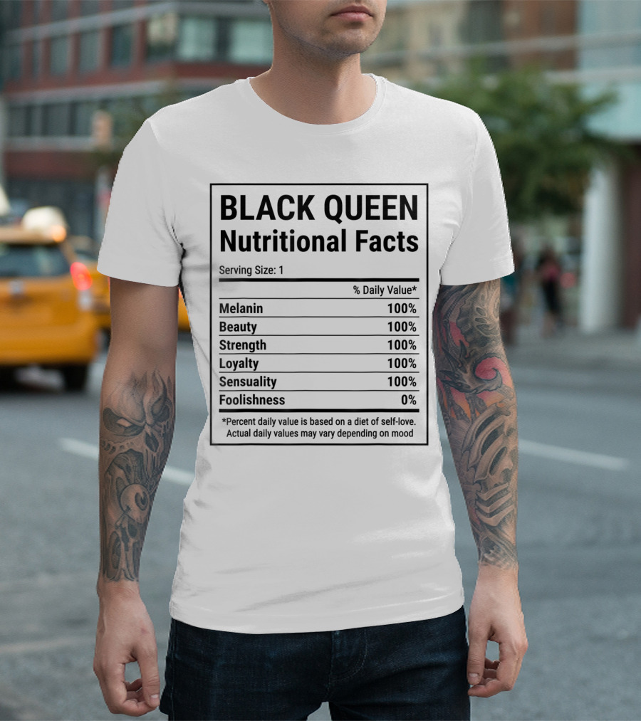 Black Queen Nutritional Facts Female History Month T-Shirt