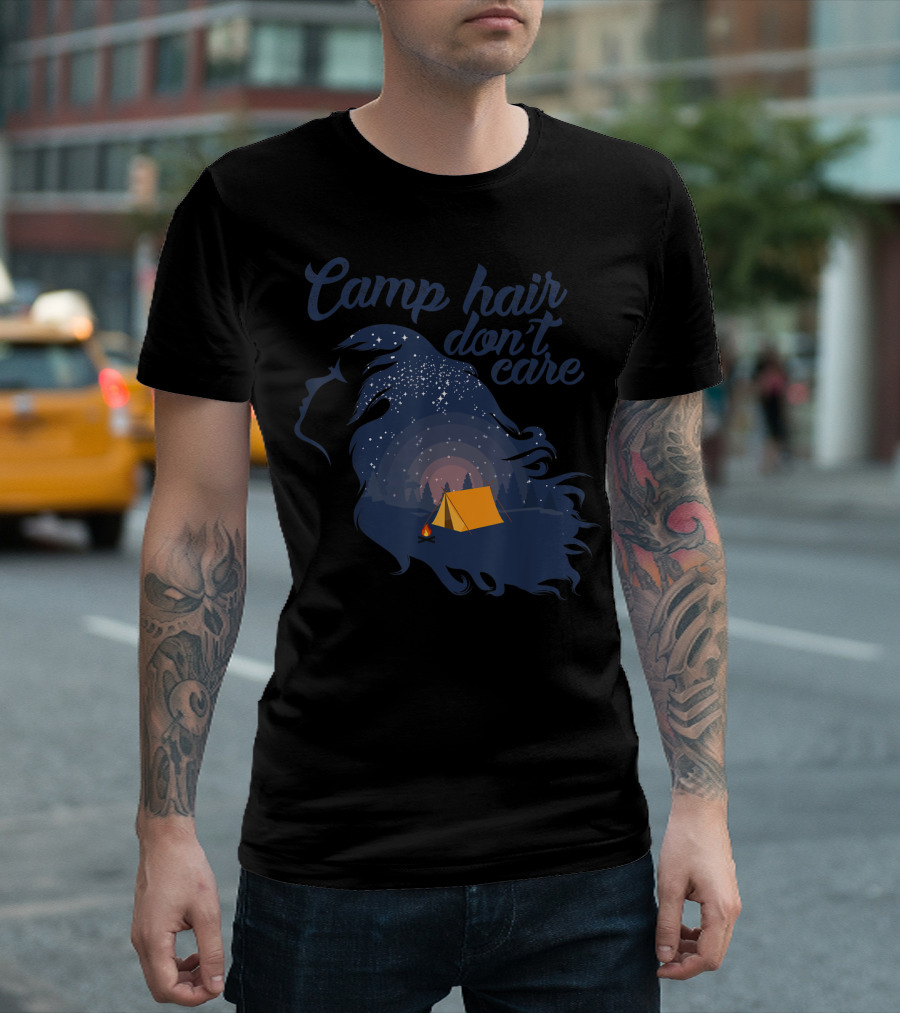 Camp Hair Don't Care Starry Night Tent Adventure T-Shirt