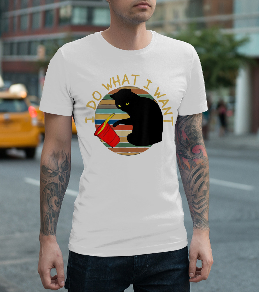 I Do What I Want Cat Vintage Sunset T-Shirt
