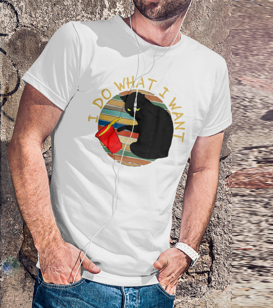 I Do What I Want Cat Vintage Sunset T-Shirt