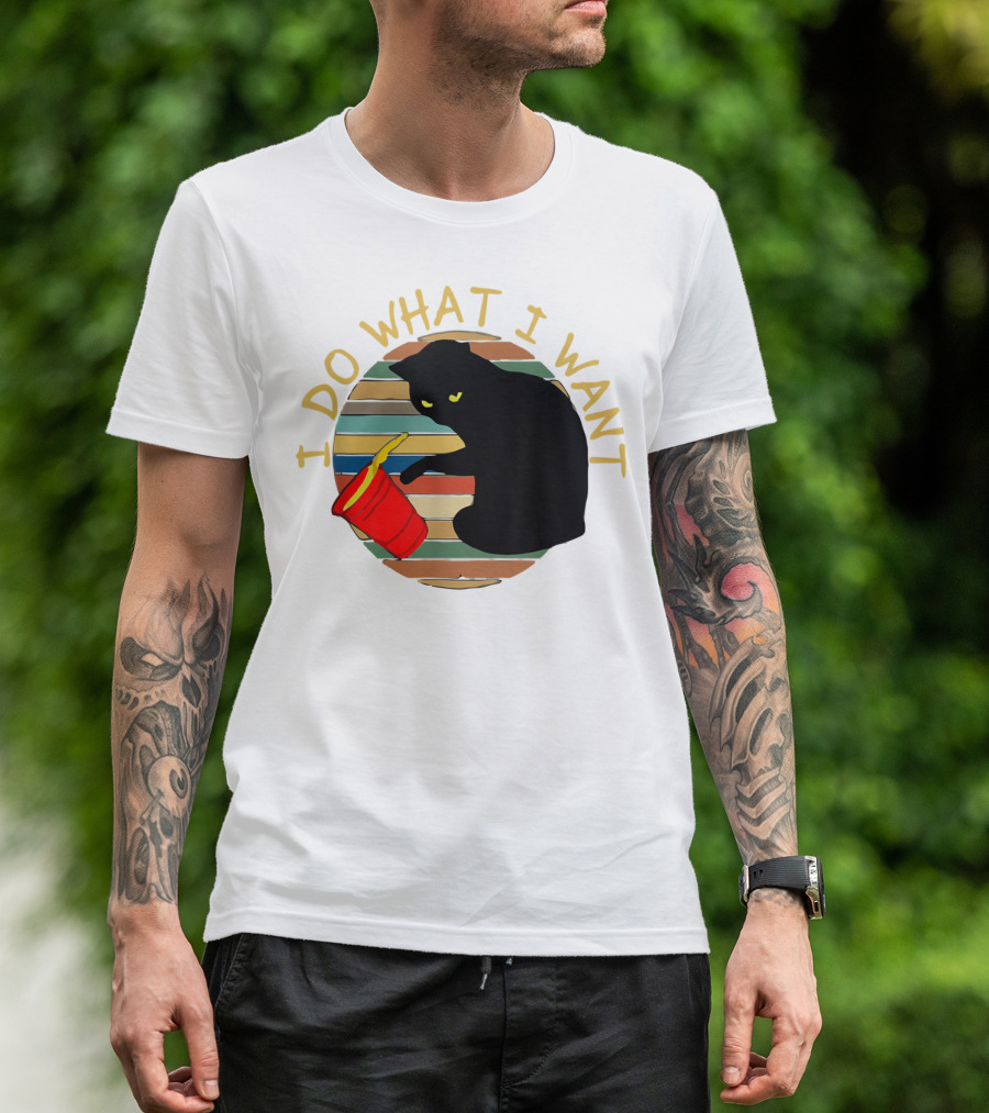 I Do What I Want Cat Vintage Sunset T-Shirt