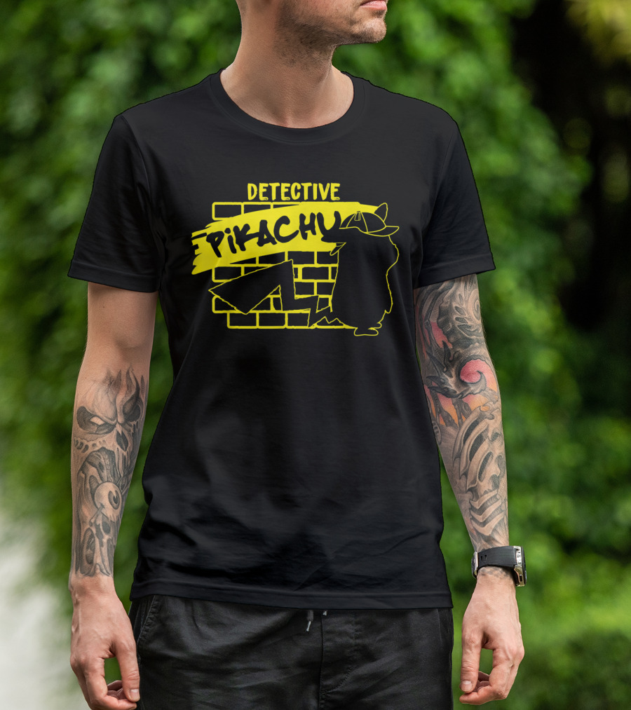 Detective Pikachu Graffiti Brick Wall T-Shirt