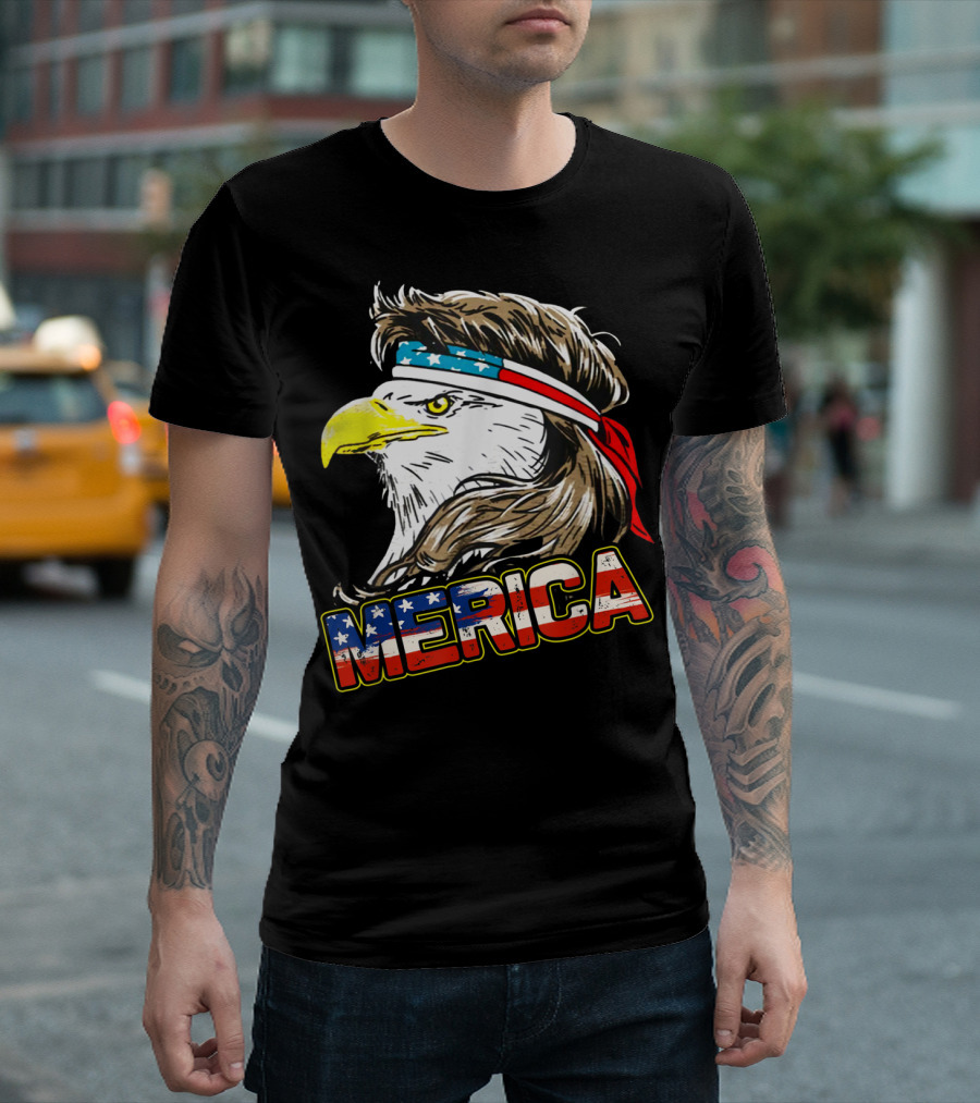 Merica Eagle Mullet American Flag 4th Of July USA T-Shirt