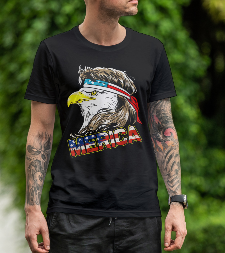 Merica Eagle Mullet American Flag 4th Of July USA T-Shirt