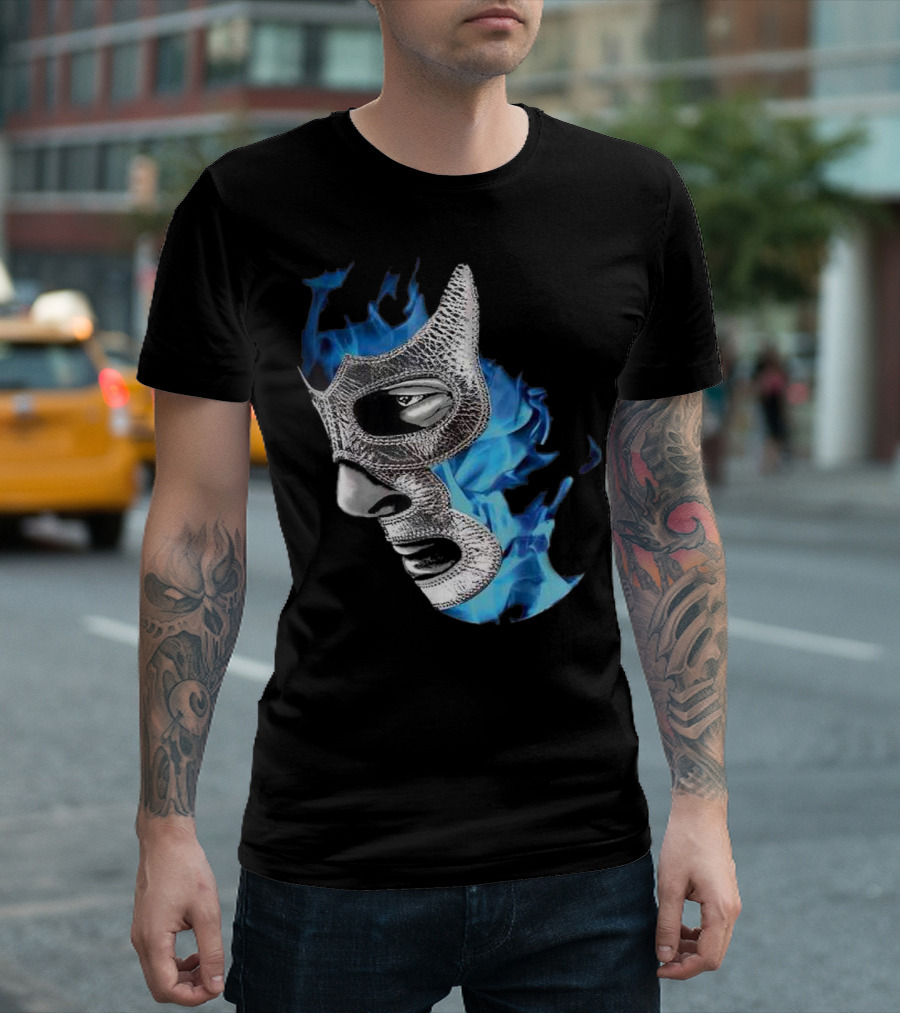 Feel Ink Blue Masked Demon Mexican Lucha Libre Wrestler T-Shirt