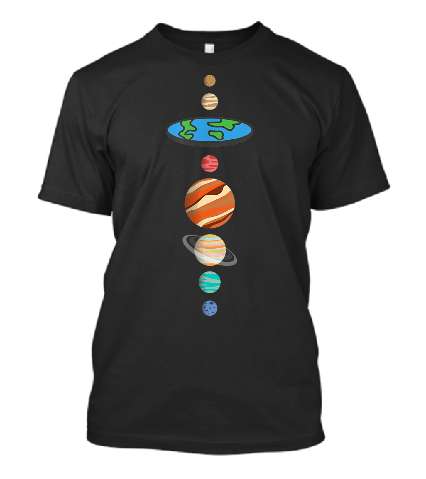 Flat Earth Planets Solar System T-Shirt