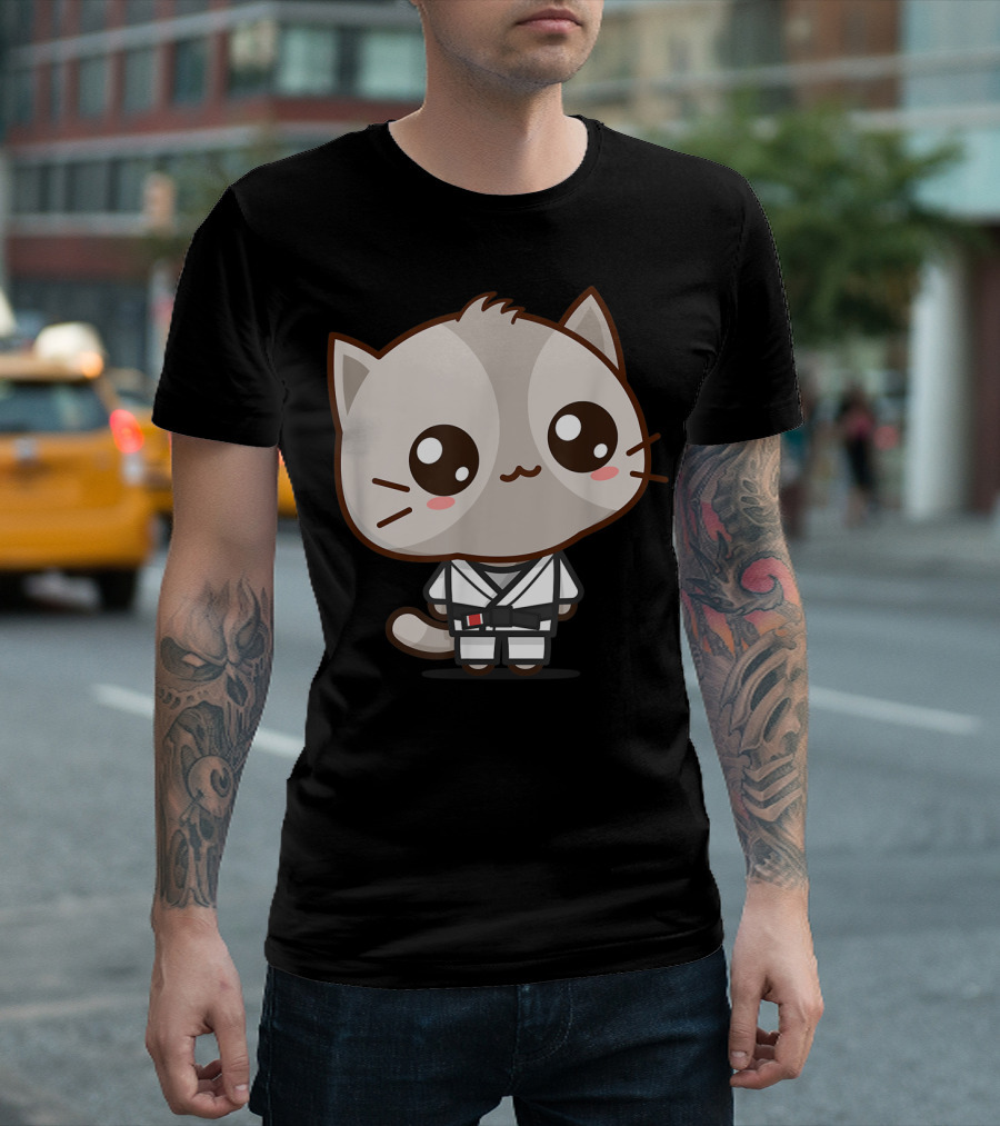 Funny Cat BJJ Brazilian Jiu Jitsu Black Belt Kawaii T-Shirt