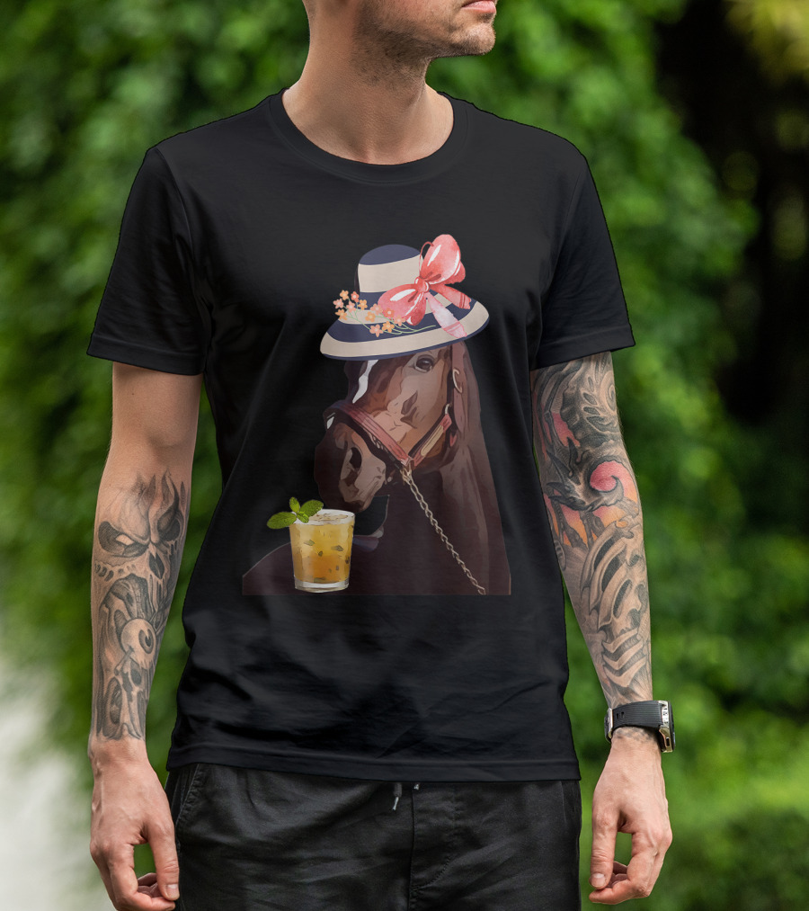 Funny Horse Derby Hat Mint Julep Party T-Shirt