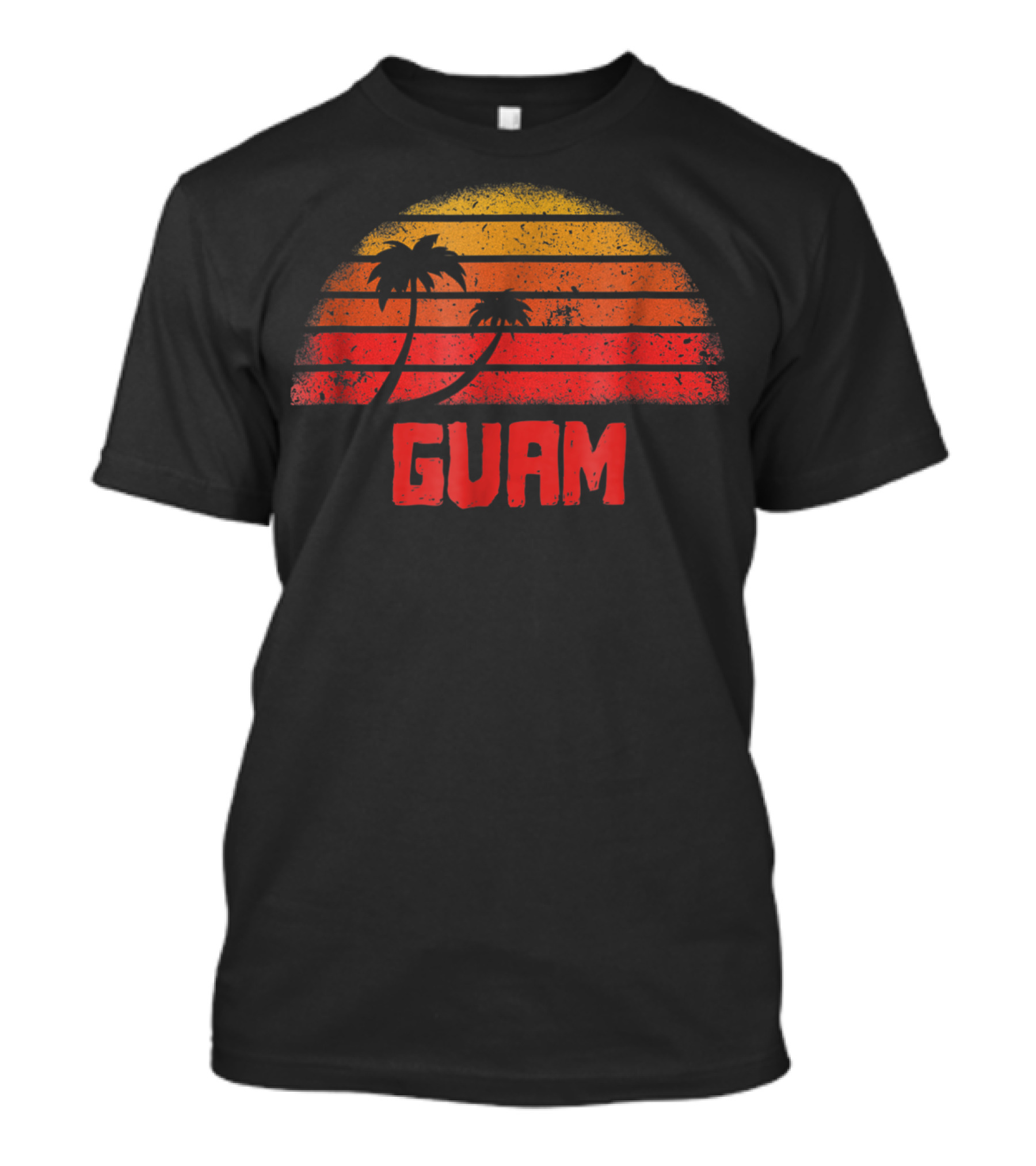 Guam Vintage 70s Palm Trees Sunset T-Shirt