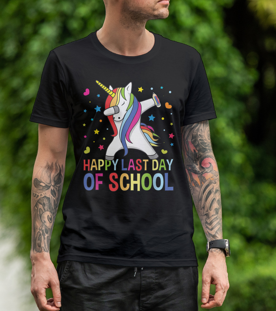 Happy Last Day Of School Teacher Student Grad Unicorn T-Shirt