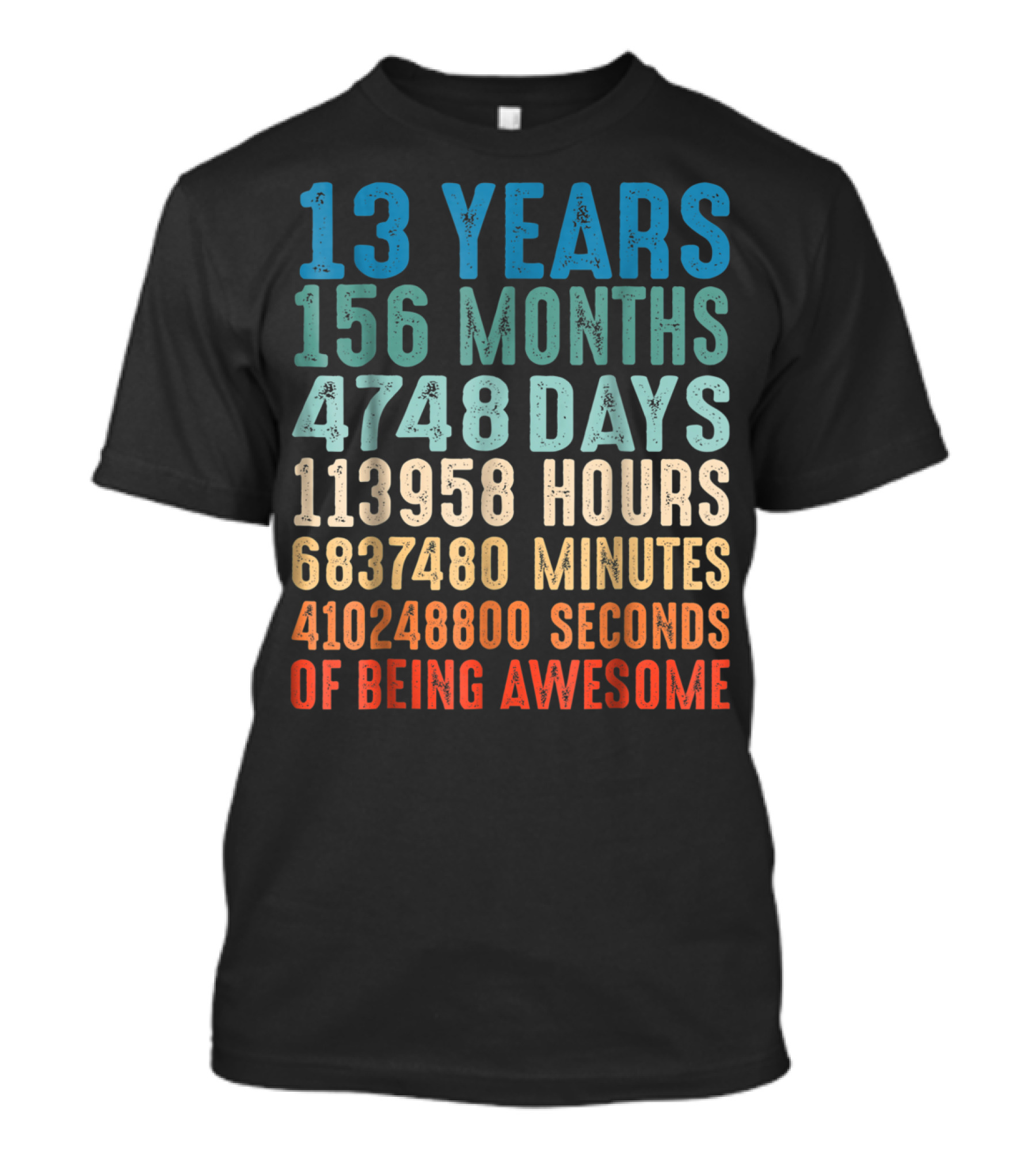 13 Years 156 Months 4748 Days Of Being Awesome T-Shirt