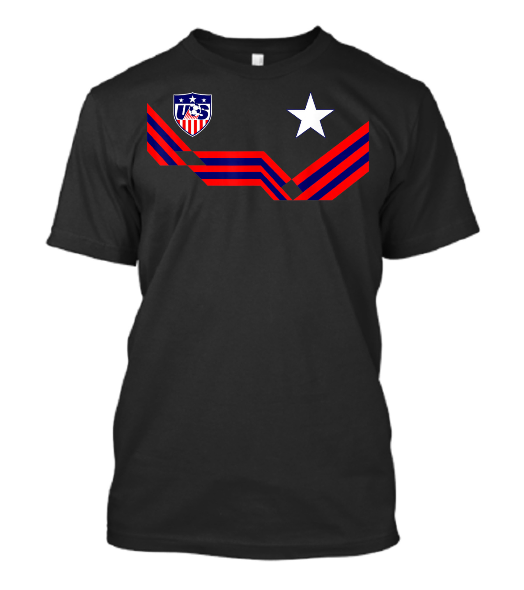 American Soccer National Team Jersey Stars USA Crest Red Blue Stripes T-Shirt