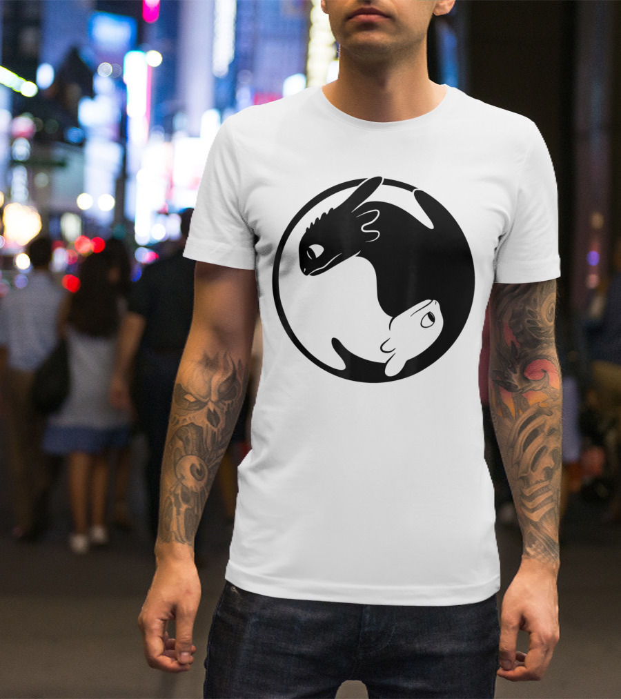 How To Train Your Dragon 3 Hidden World Toothless And Light Fury Yin Yang T-Shirt