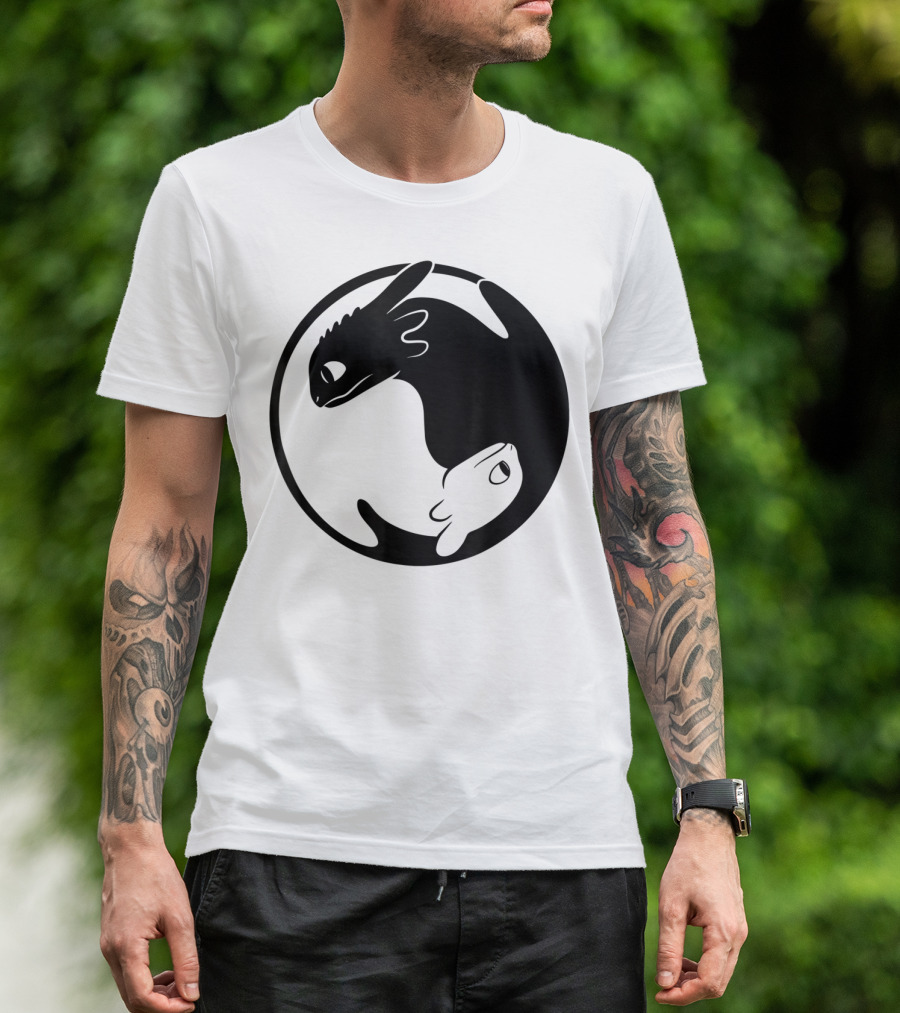 How To Train Your Dragon 3 Hidden World Toothless And Light Fury Yin Yang T-Shirt