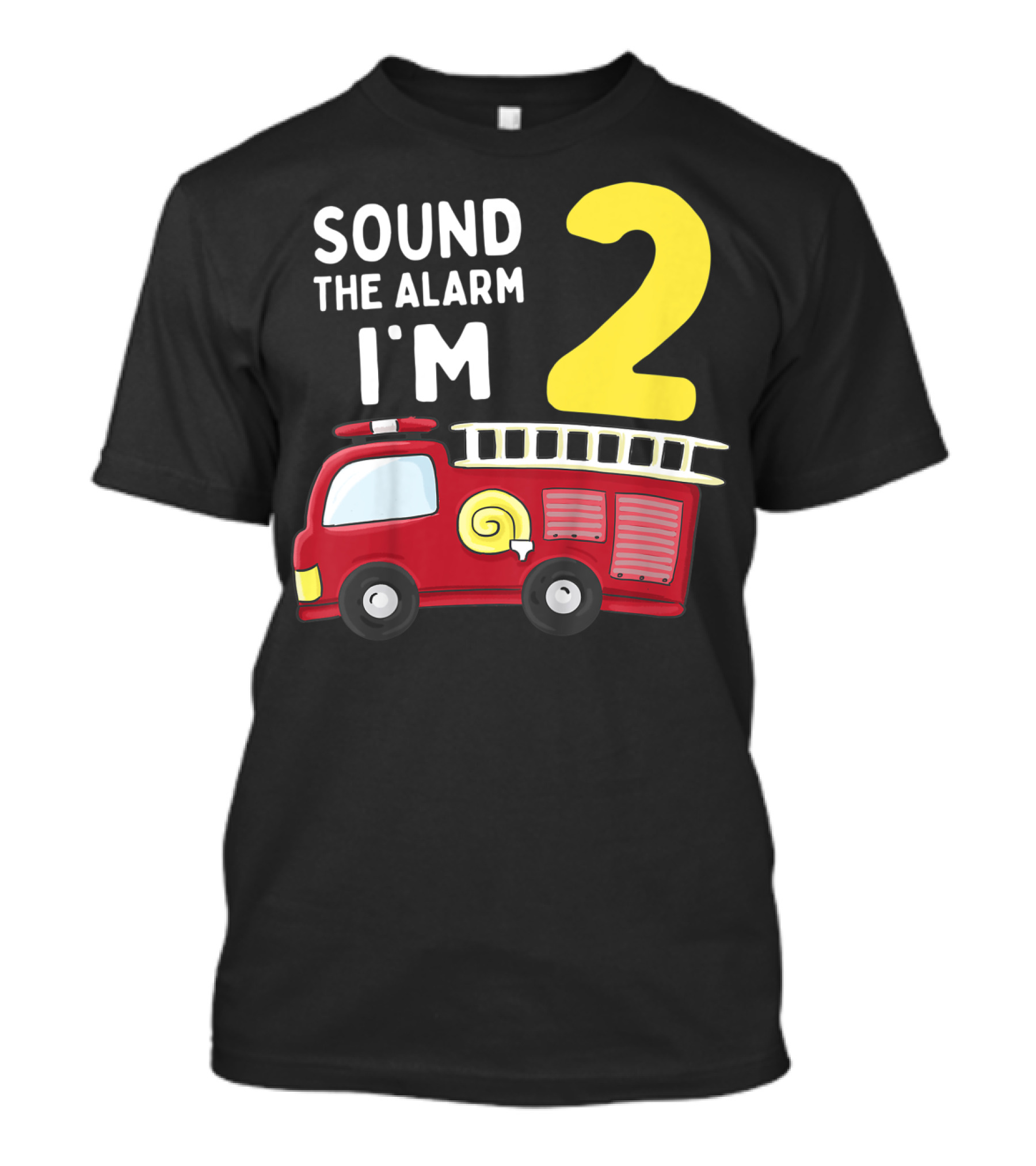 Sound The Alarm I'm 2 Kids Fire Truck 2nd Birthday Boy T-Shirt