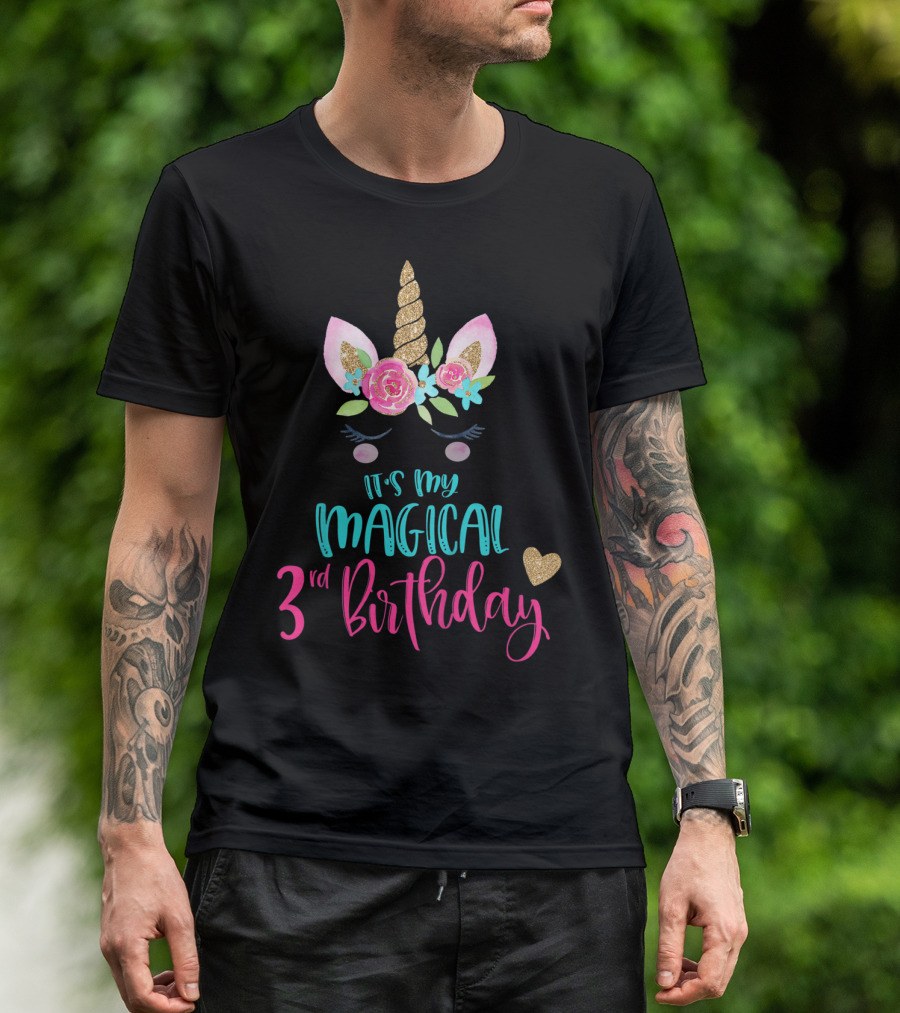 It's My Magical 3rd Birthday Unicorn Party Girl Kids 3 Years T-Shirt