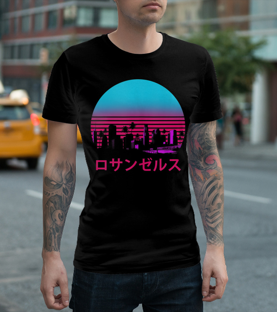 Los Angeles Skyline Vaporwave Aesthetic T-Shirt