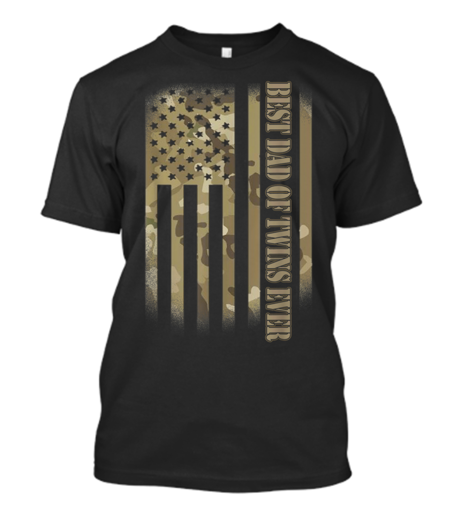 Mens Best Dad Of Twins Ever American Flag Camo T-Shirt