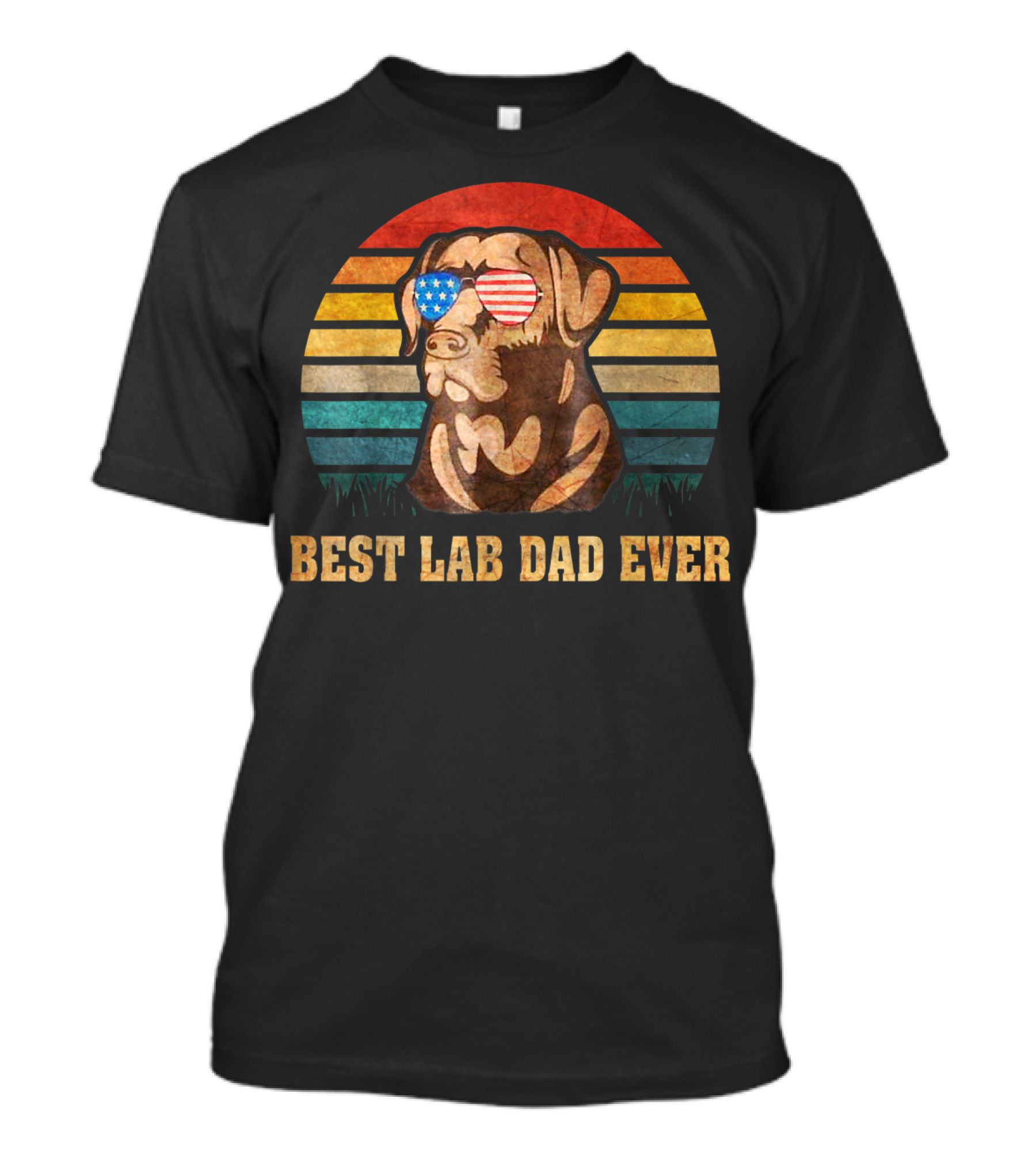 Best Lab Dad Ever Men's Father's Day Labrador Retro USA Glasses T-Shirt