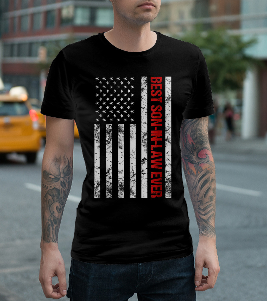 Best Son In Law Ever American Flag Patriotic Mens T-Shirt