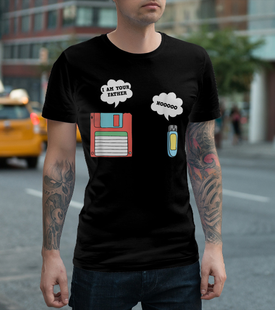 Nerdy Father Floppy Disk I Am Your Father Flash Drive Noooo Computer Geek T-Shirt