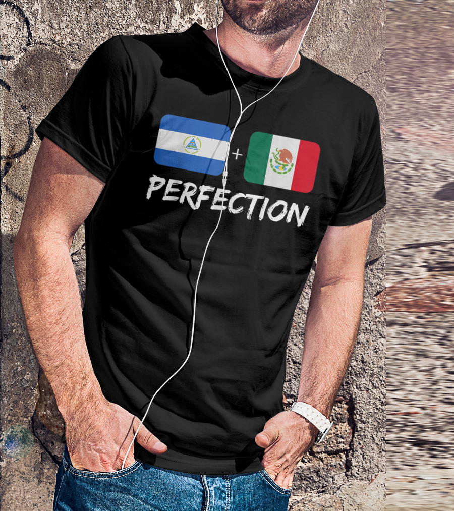 Nicaraguan And Mexican Flags Plus Perfection T-Shirt