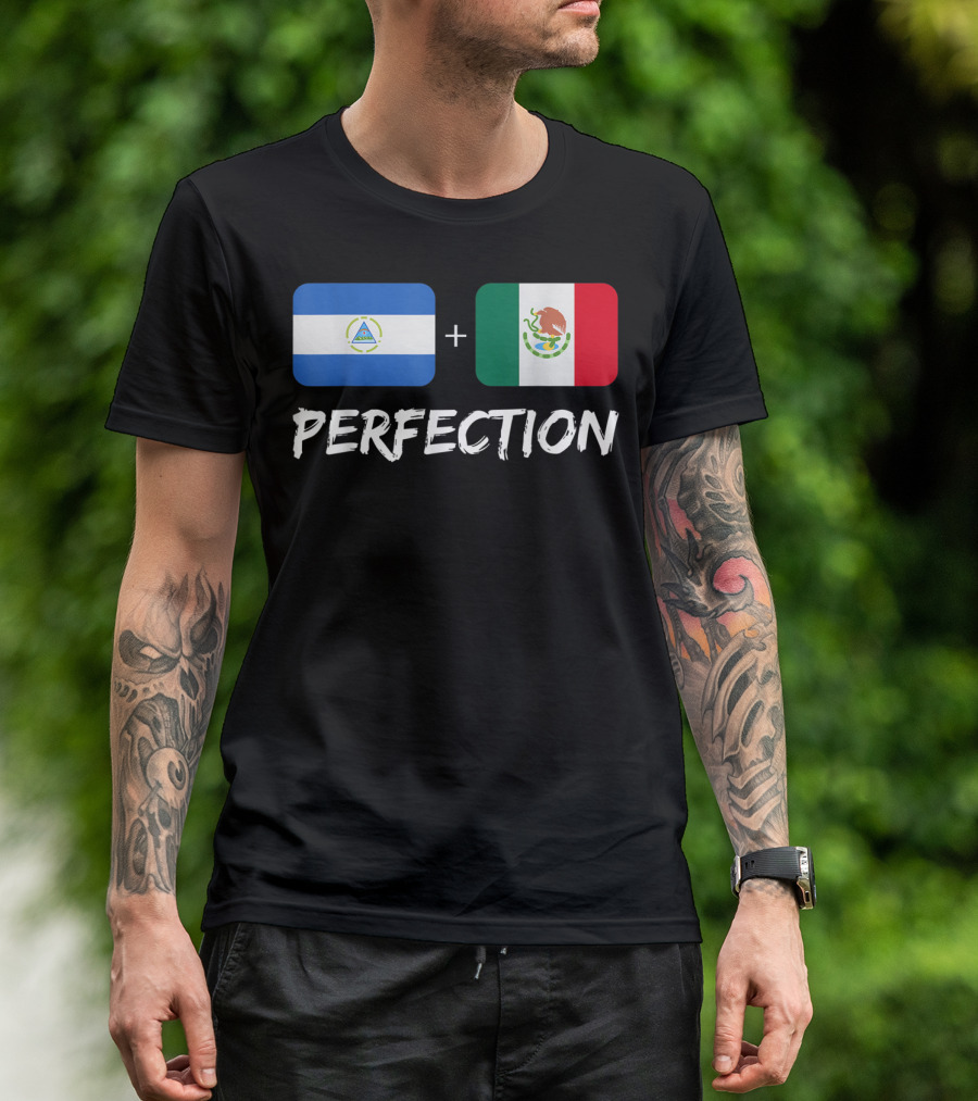 Nicaraguan And Mexican Flags Plus Perfection T-Shirt