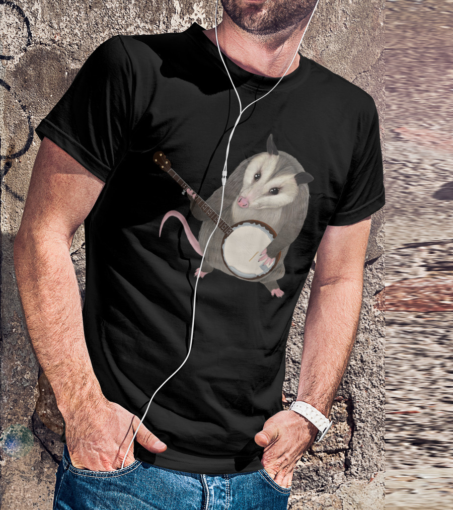 Opossum Playing Banjo Possum Holding Musical Instrument T-Shirt
