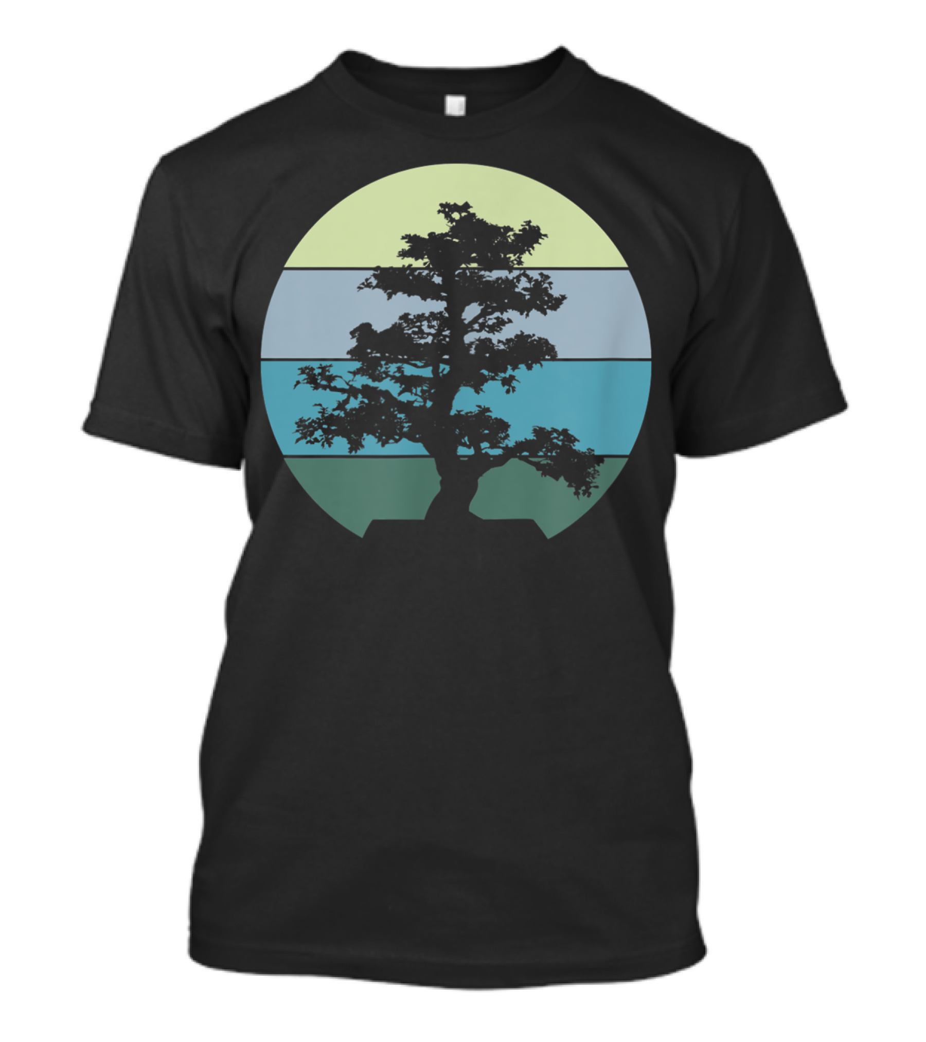 Bonsai Tree Silhouette Pacific Ocean Beach Sunset Colors T-Shirt
