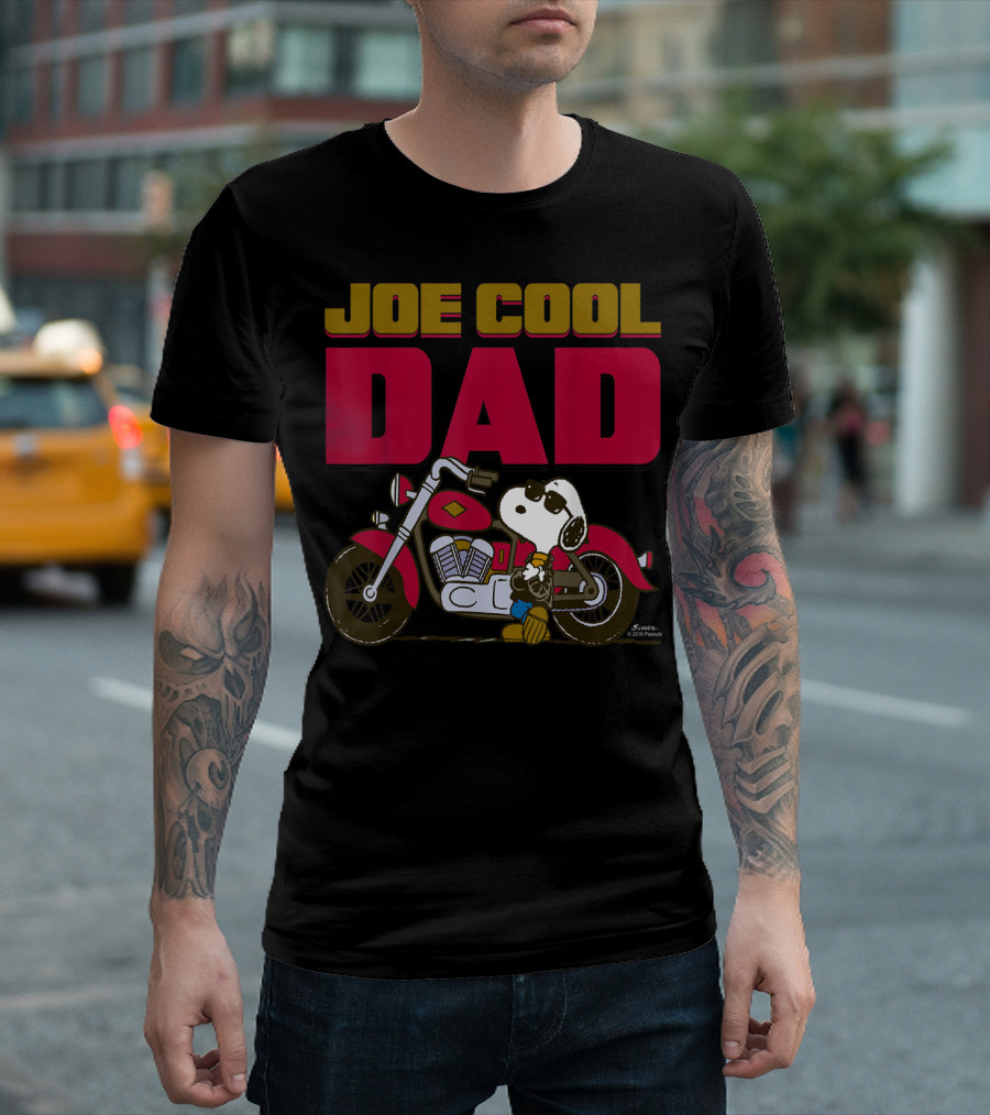Joe Cool Dad Snoopy Motorcycle Peanuts T-Shirt