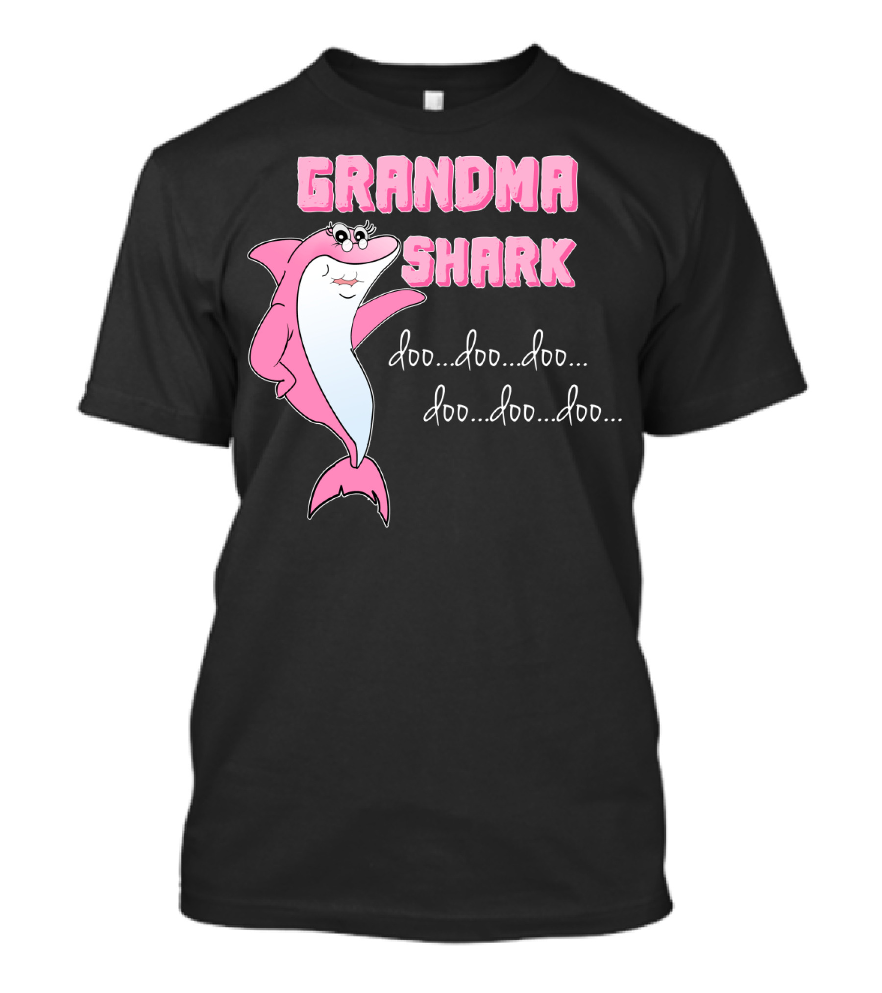 Grandma Shark Pink Doo Doo Doo Funny Family Cartoon T-Shirt