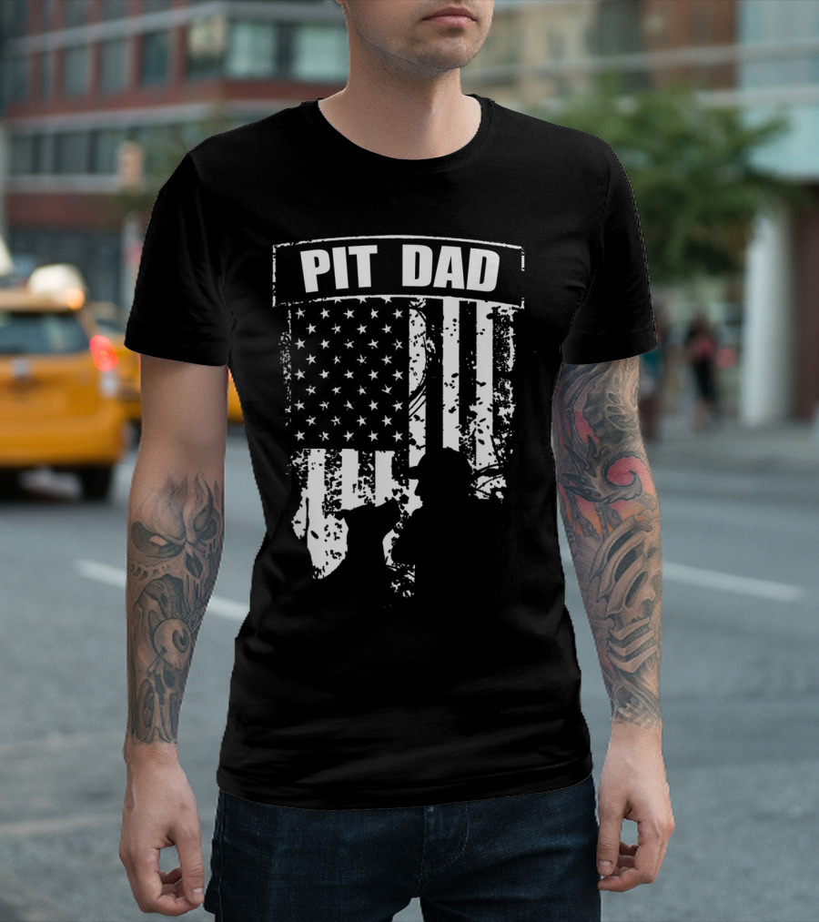 Pit Dad USA Flag Dog T-Shirt