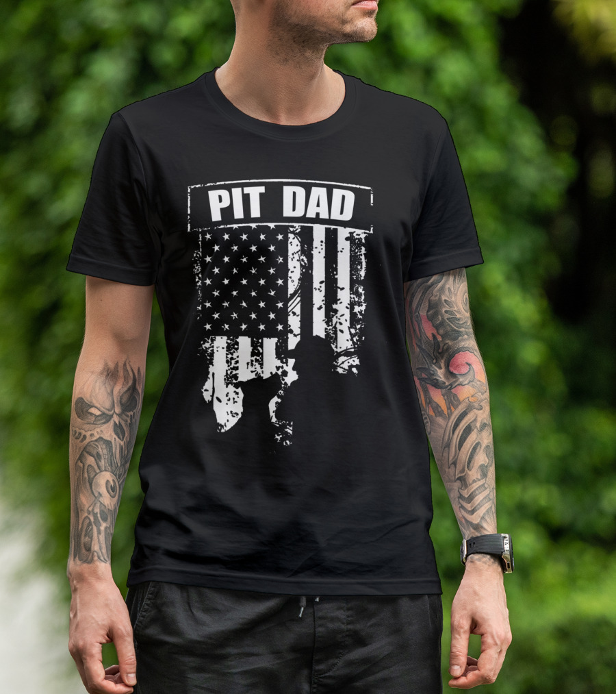 Pit Dad USA Flag Dog T-Shirt