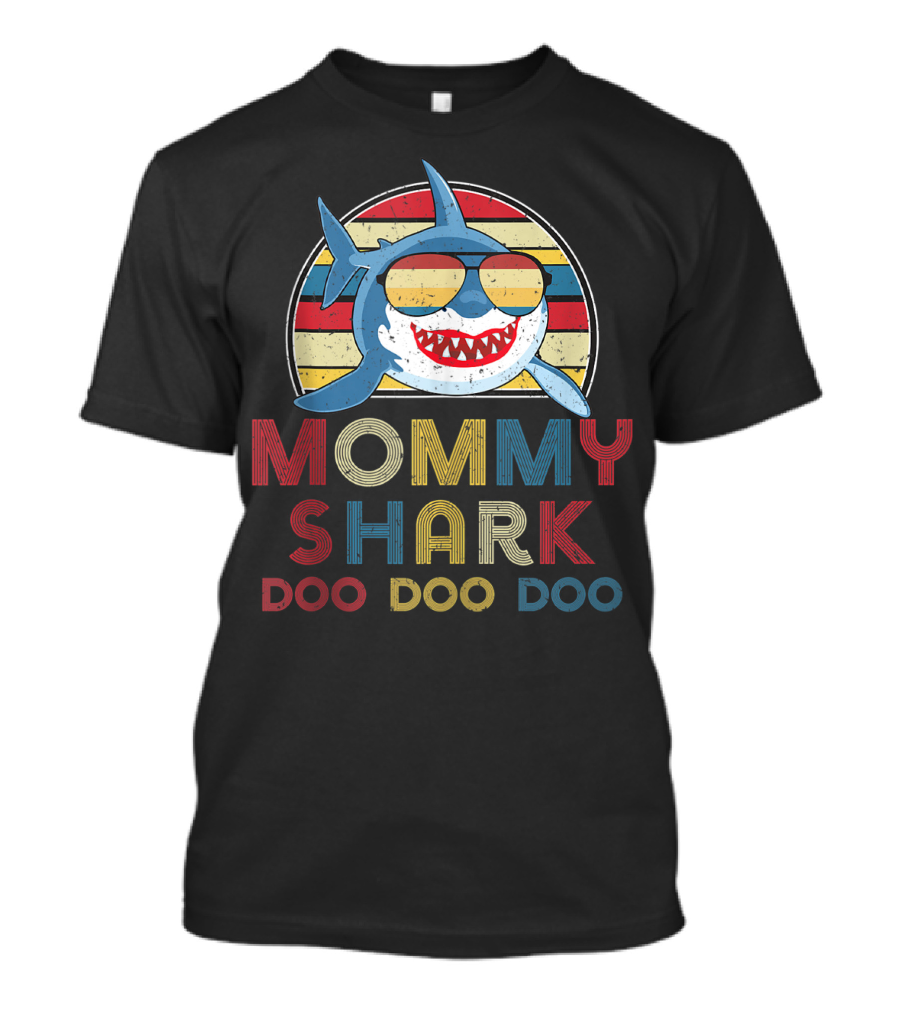Mommy Shark Doo Doo Doo Retro Vintage Sunglasses Striped Circle T-Shirt