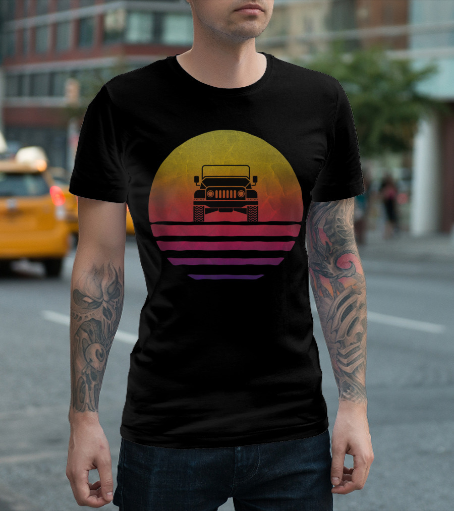 Retro Vintage Sunset Jeeps 70s Off Road Adventure T-Shirt