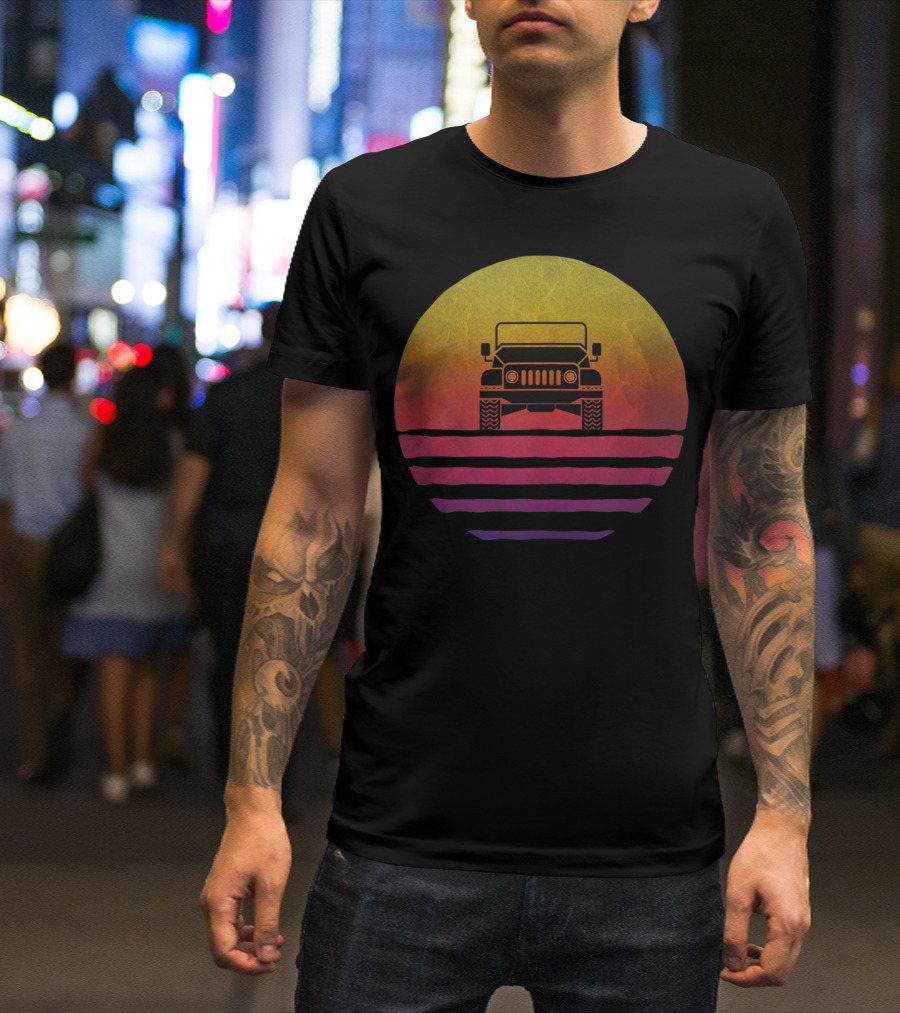 Retro Vintage Sunset Jeeps 70s Off Road Adventure T-Shirt