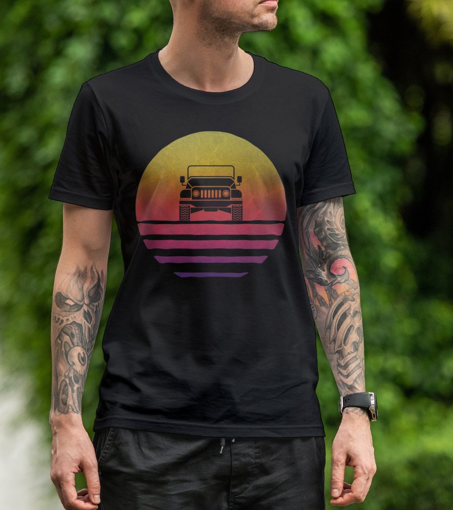 Retro Vintage Sunset Jeeps 70s Off Road Adventure T-Shirt
