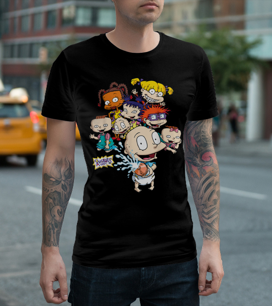Rugrats Classic Characters with Tommy Milk Splash Cartoon T-Shirt