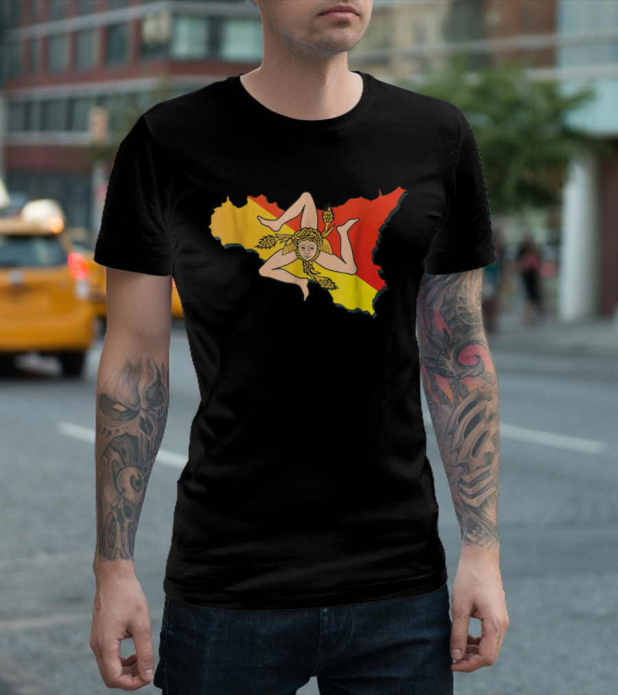 Sicilia Map Trinacria Sicilian Flag Emblem T-Shirt