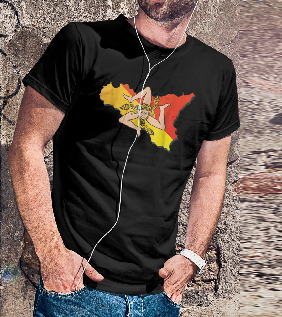 Sicilia Map Trinacria Sicilian Flag Emblem T-Shirt