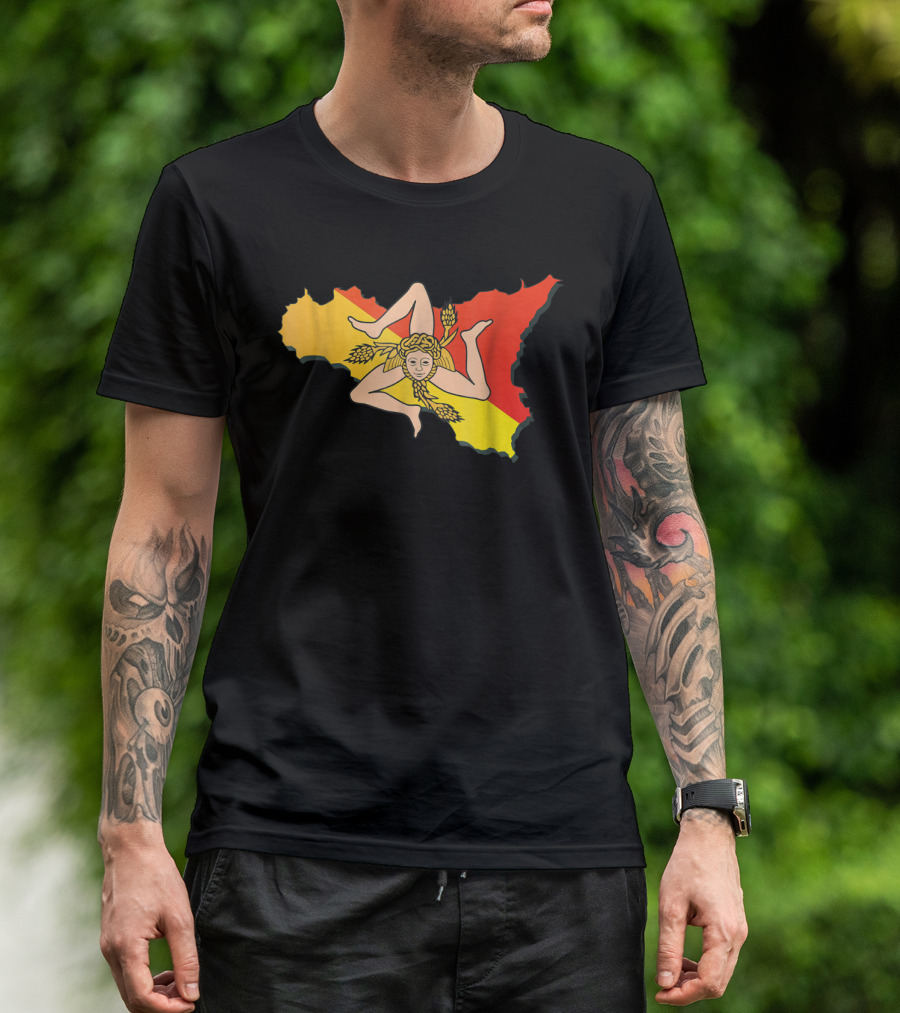 Sicilia Map Trinacria Sicilian Flag Emblem T-Shirt